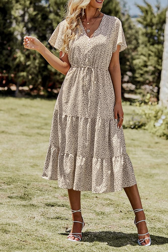  Garden Floral Dress Sサイズ PRETTYGARDEN Women's 2025 Floral Summer Short Dress Square