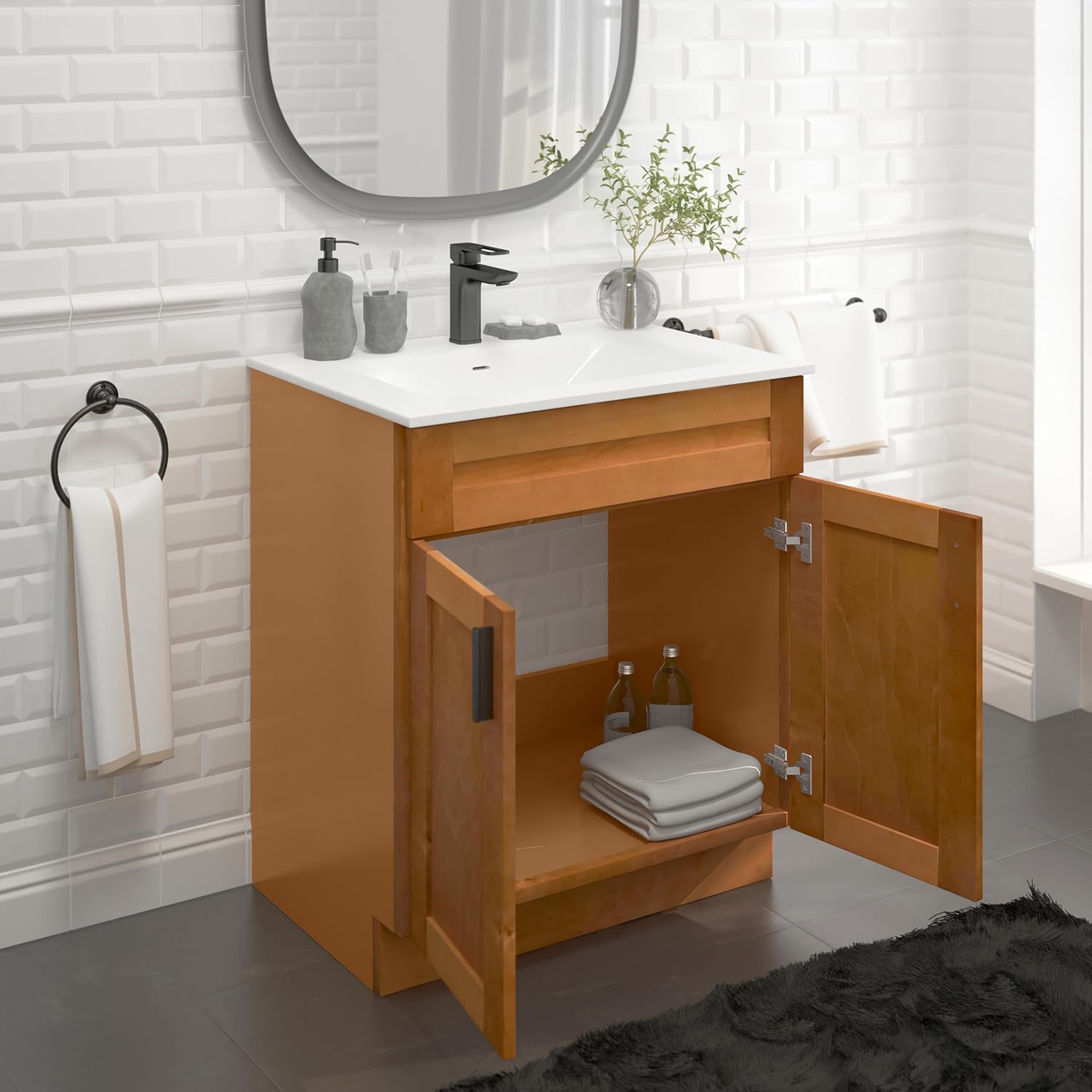 Maple Shaker Sink Base Bathroom Vanity 24"/30"/36" Width (30" Width)