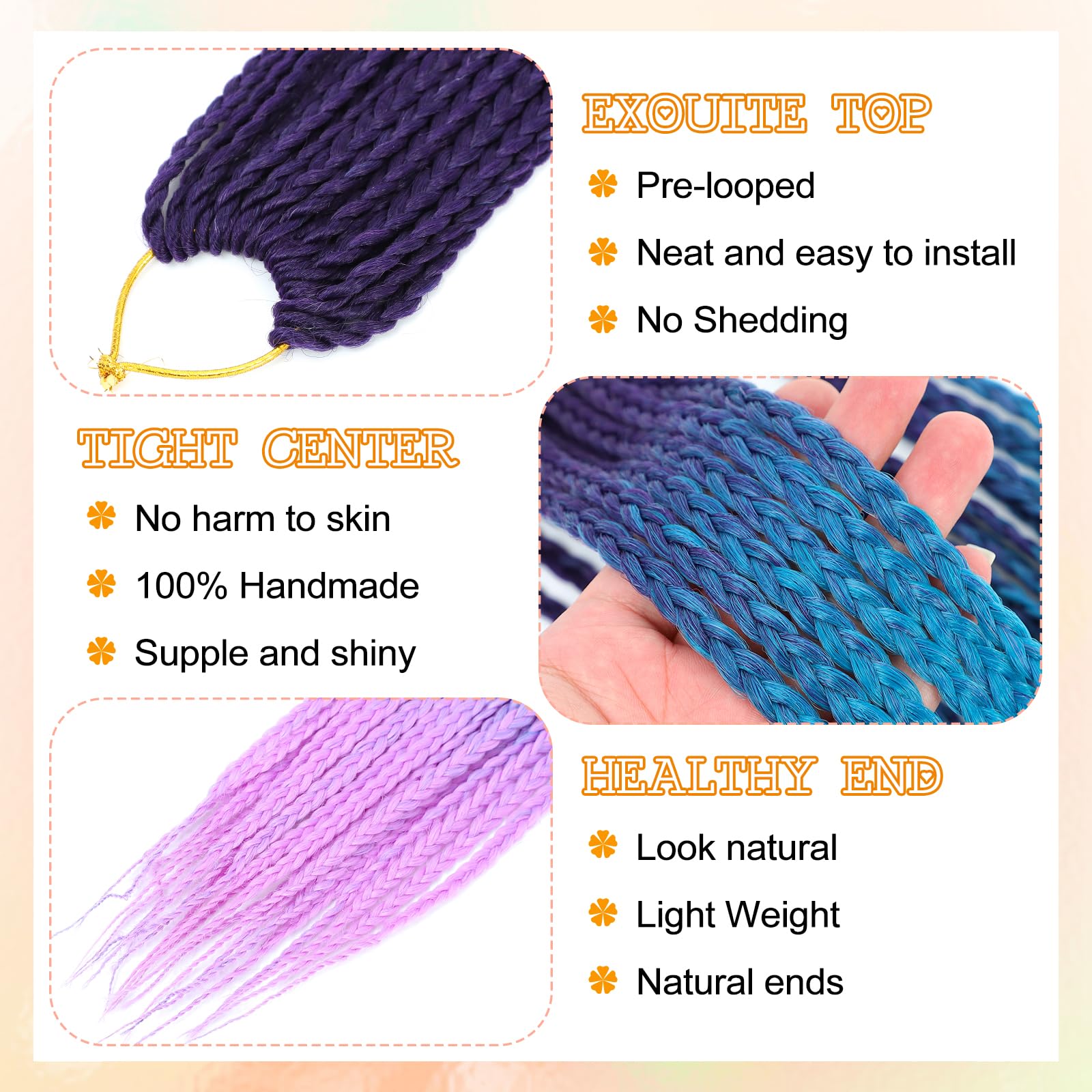 AMLUCKS Box Braids Crochet Hair 6 Packs Pre Looped Knotless Medium 3X Braids Goddess Box Braids Crochet Hair Extensions for Black Women Braiding Hair (C26# - Image 3