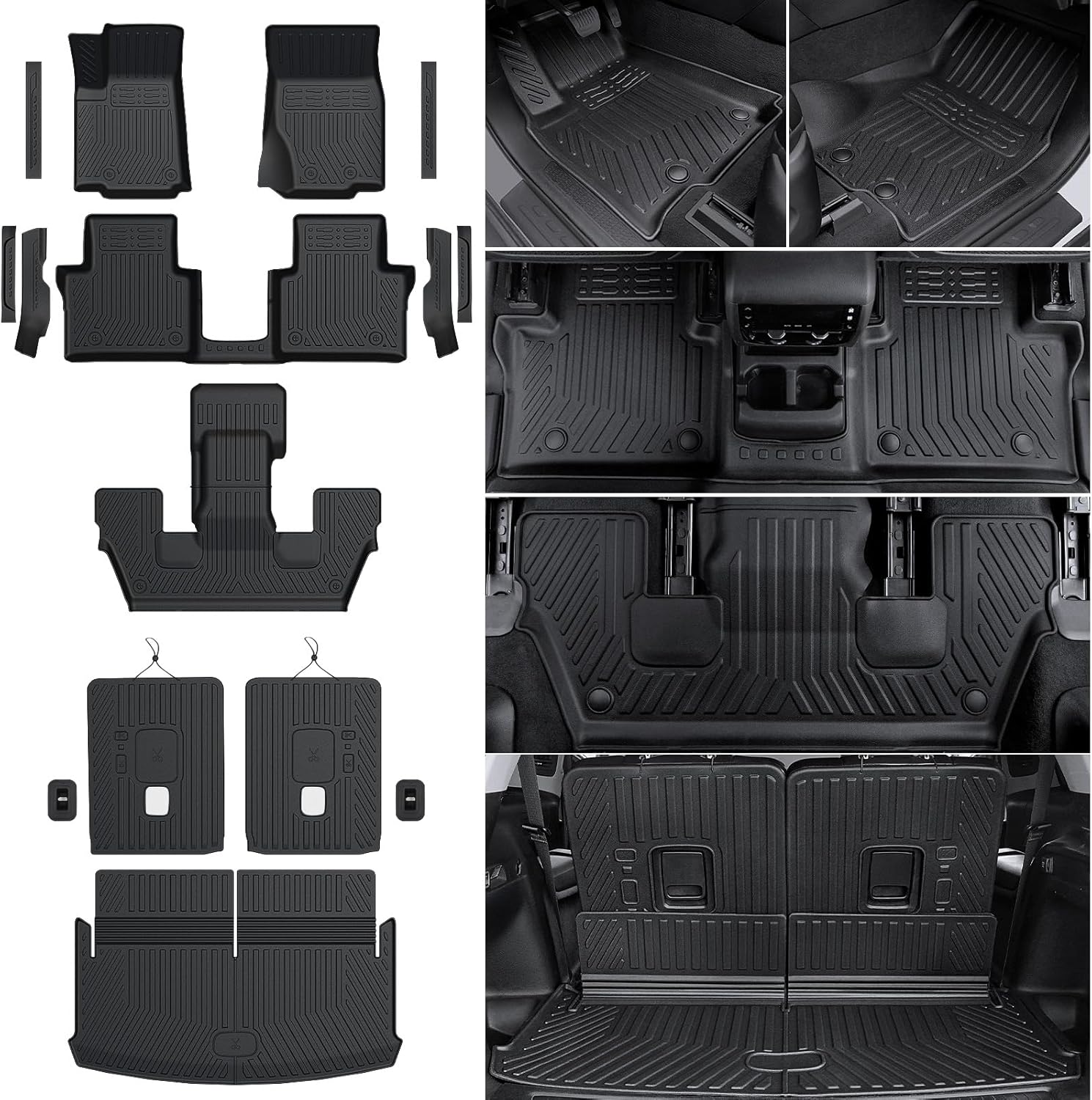 Cargo Mat for 2021-2025 2026 Jeep Grand Cherokee L, All Weather TPE Rear Cargo Liner Trunk Mat with 3rd Row Seatback Cover for Jeep Grand Cherokee L Accessories