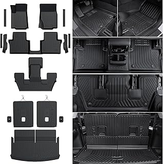 HOUCLEMIC Floor Mats for 2021-2025 Jeep Grand Cherokee L (6-Seater w/o 2nd Row Center Armrest Only), TPE All Weather Protection Durable Trunk Cargo Mat for Jeep Grand Cherokee L Accessories