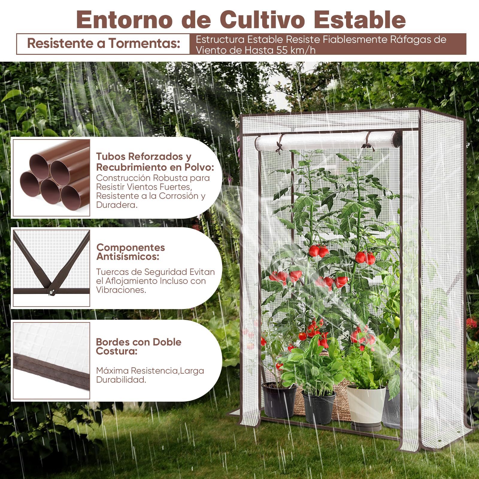 Sekey Serra da giardino per piante pomodori telaio in acciaio zincato 100x50x150cm Bianco