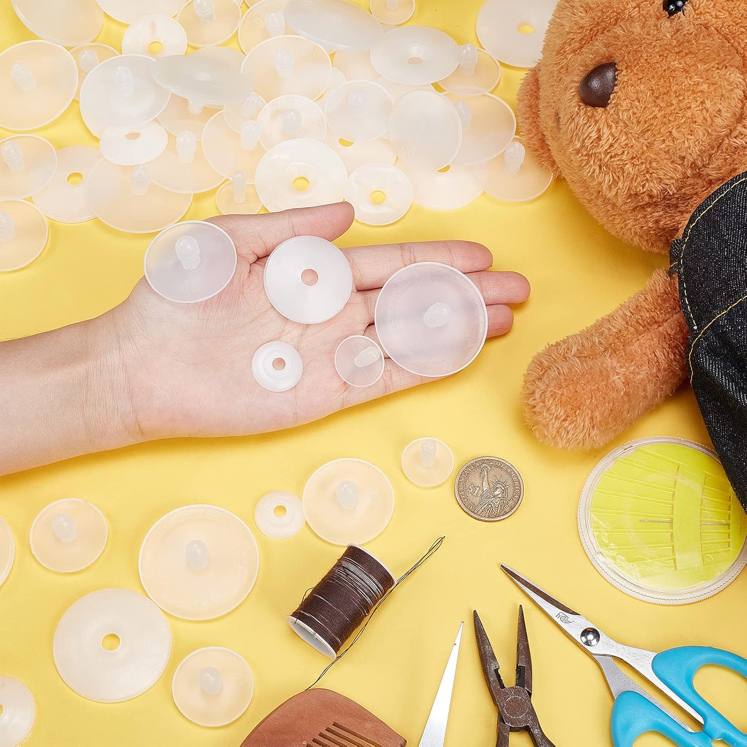 PH PandaHall 50 Sets 5 Sizes Body Joints Plastic Safety Joints Teddy Bear Soft Making Limbs and Head Joints for Teddy Bear Making DIY Crafts (19mm, 30mm, 33mm, 38mm, 43mm)