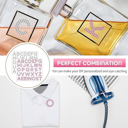 Miniatura 6 de 68 calcomanías de diamantes de imitación con purpurina del alfabeto, calcomanías de 34 letras autoadhesivas para arte, manualidades, ropa,