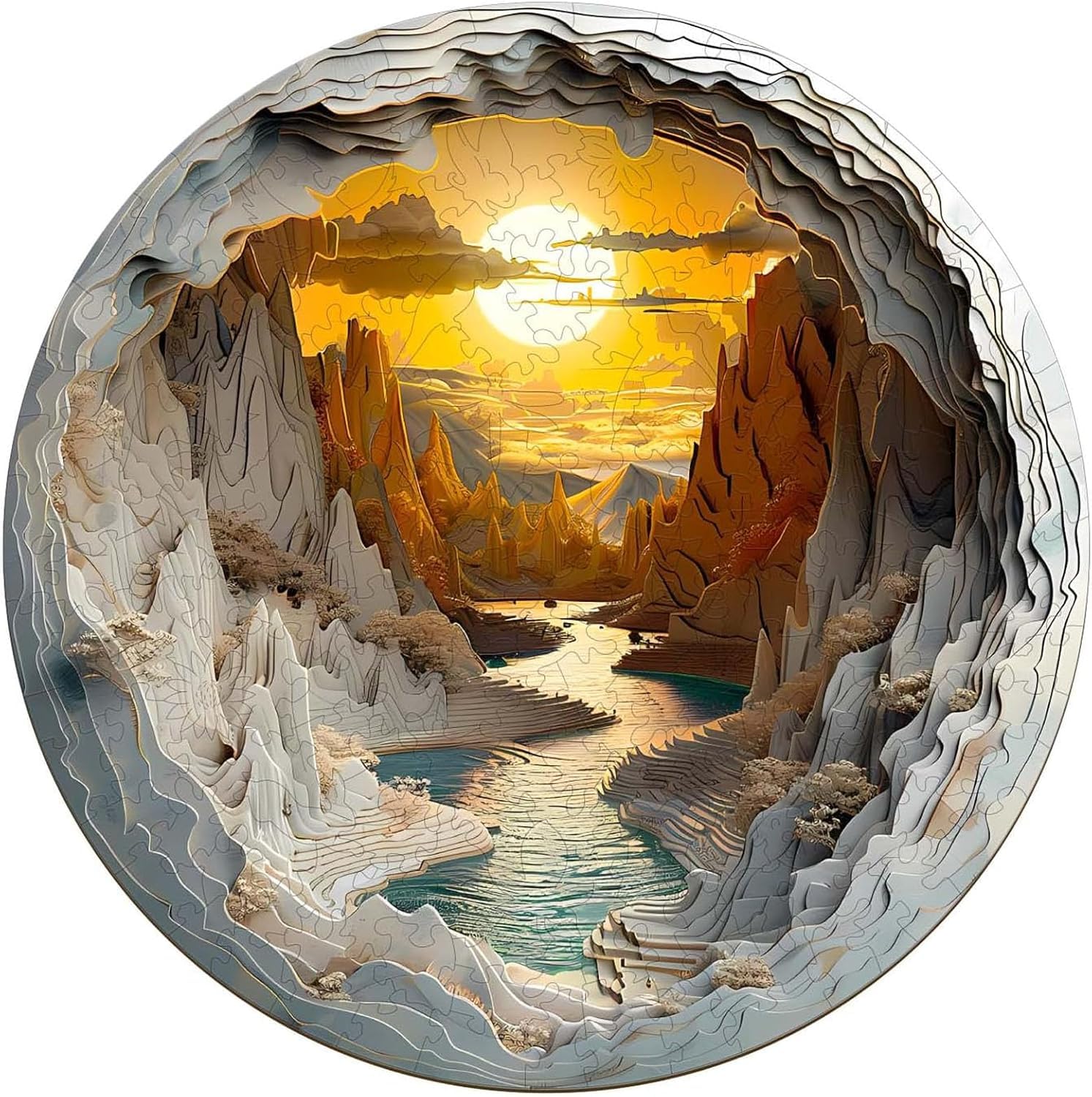 Blumuze Wooden Puzzles, 3D Vision Inside the Cave 1 Wooden Jigsaw Puzzles for Adults, Unique Shaped Animal Wood Puzzle for Adults 14+ with Wood Gift Box 100pcs-S-21.5 * 21.5cm — image 1