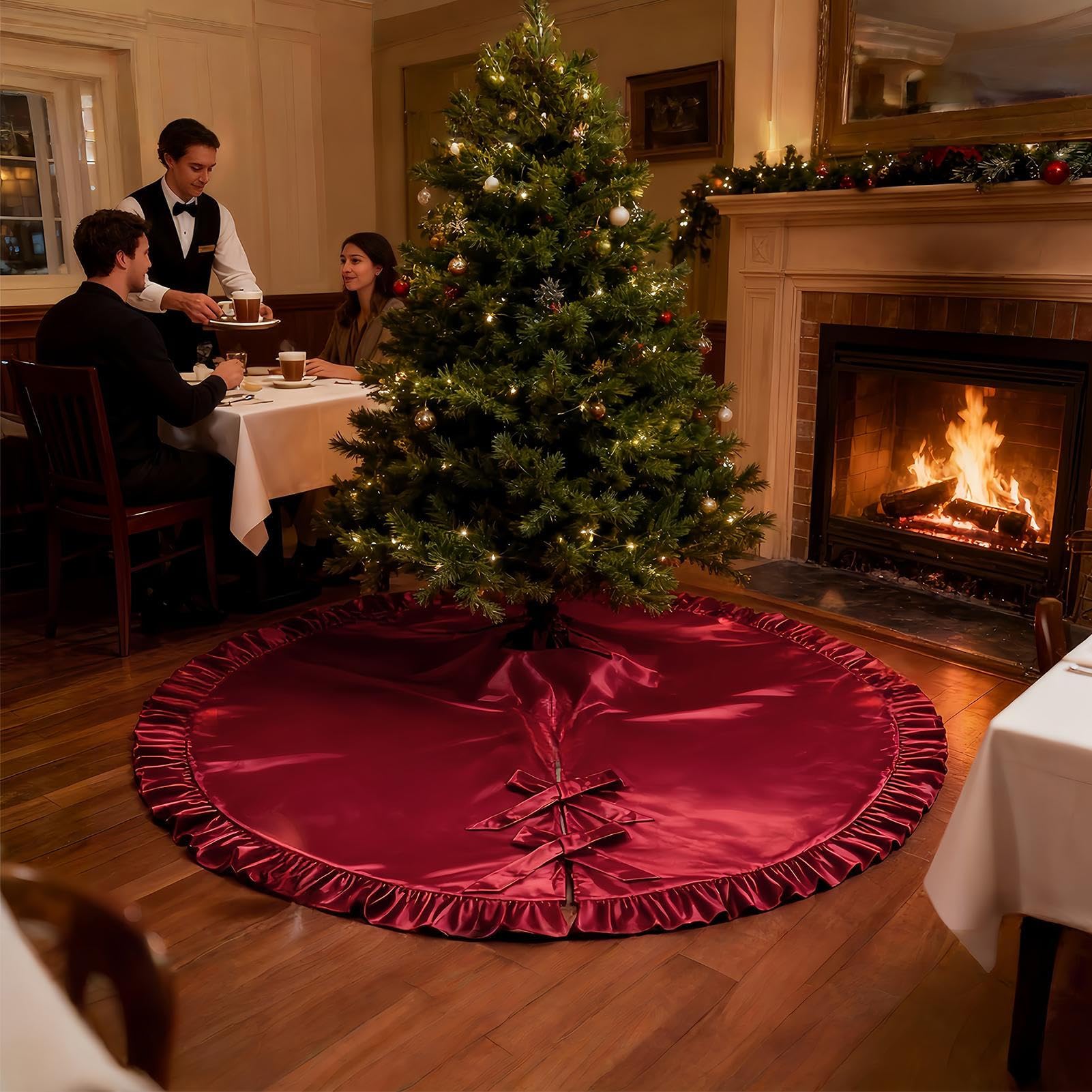 Gonna per Albero di Natale Rossa con Paillettes, Copertura Base per Albero di Natale, Anello Decorativo per Albero di Natale - 40 x 60 x 20 cm | Leroy Merlin