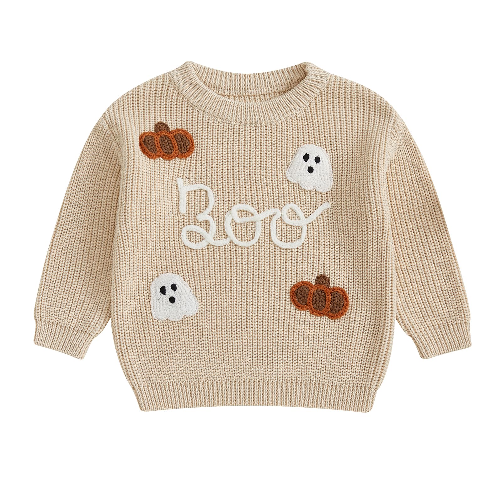 LSFYSZD Toddler Baby Girls Boys Halloween Pumpkin Sweaters Long Sleeve Crew Neck Winter Warm Knitwear Pullover Jumpers Top — view 169
