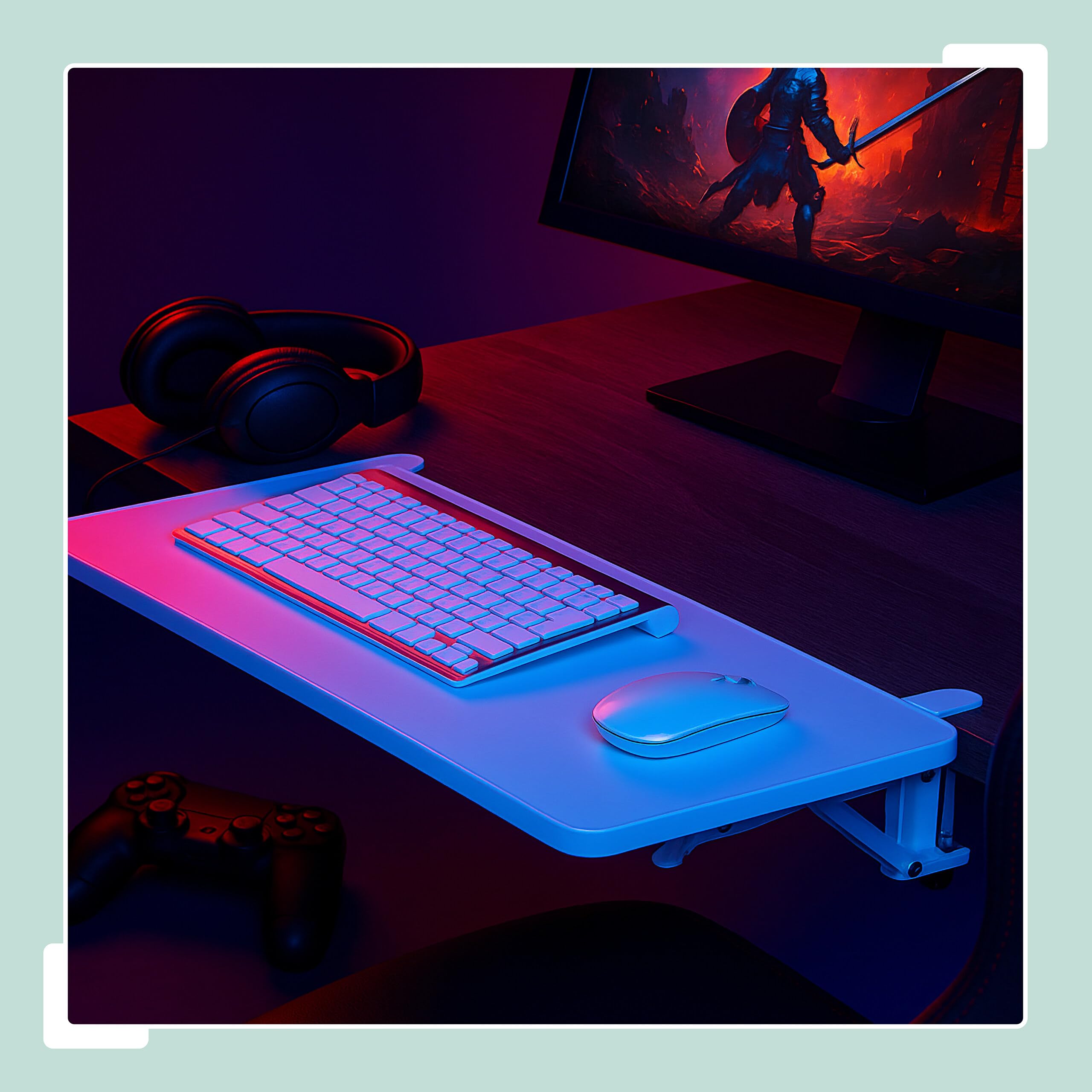 Relaxdays Extensor de Escritorio, 65 x 24 cm, Plegable, Colgar con Pinzas, Bandeja Teclado Ergonómica, Moderno, Blanco