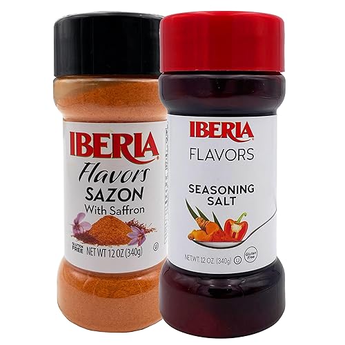 Iberia Sazon con azafrán, 12 oz+ Iberia Seasoning Sal, 12 oz