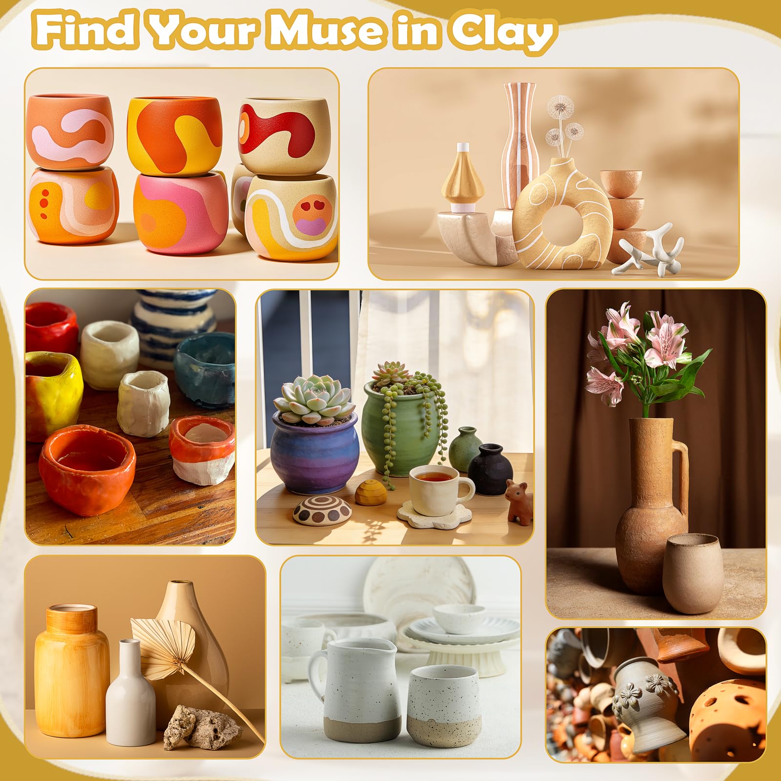 Air Dry Clay Kit - Pottery Starter for Beginners -9