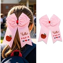 Bow For Girls Back to School Pink First Day of School Cheer Bow Ponytail Holder Bowknot Girls Hairpin Apple Print School Hair Accessories For Girls Women