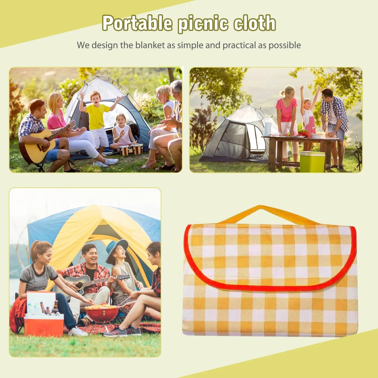Ultra-Lekki wodoodporny koc piknikowy, składana mata zewnętrzna z grubą wyściółką na kemping Beach Travel.Trwała tkanina Oxford, łatwe czyszczenie i kompaktowe przenoszenie.Dostępnych wielu rozmiarów