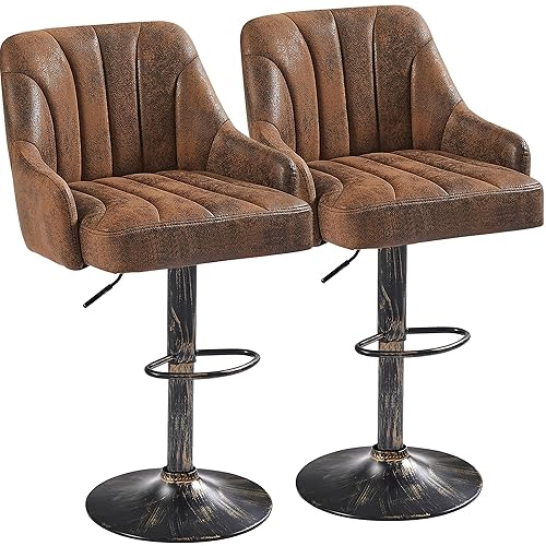 VECELO Bar Stools Set of 2, Adjustable Counter Height Barstools