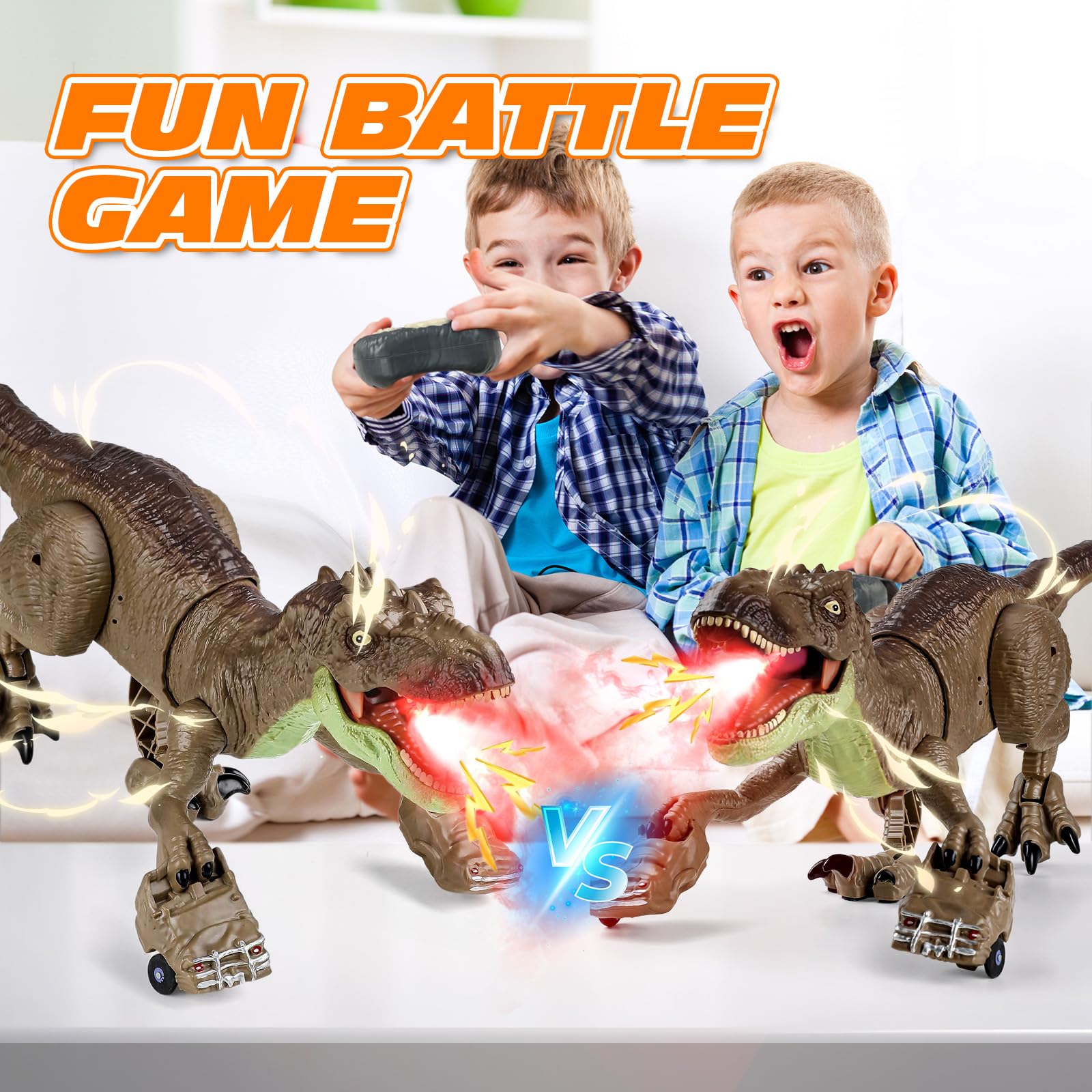 Tecnock 2025 Dinosaure Télécommandé Rechargeable pour Enfants, Robot T-Rex avec Lumières, Sons, Pulvérisation, Marche Réaliste, Télécommande 2.4GHz, 60 Min de Jeu, Cadeau Garçon Fille 3+ Ans
