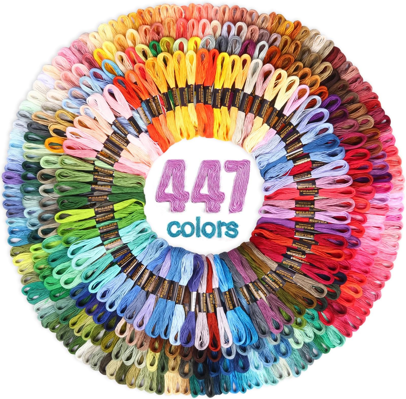LOVIMAG Embroidery Thread Floss 447 Colors Quilting Thread Skeins Friendship Bracelet String Making Bracelets Cross Stitch Kit Supplies Thin Yarn Sewing Patterns Polyester Strings Crochet Braces Wrap