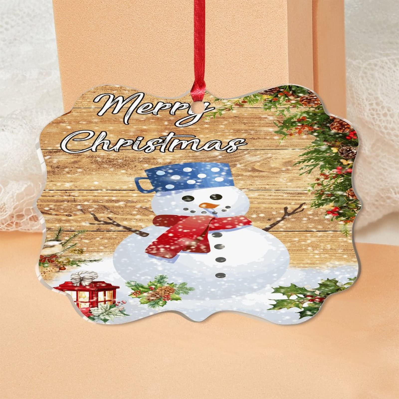 Personalizzato carino cappello di Babbo Natale pupazzo di neve lettera acrilico ornamento con nome albero di Natale Decor regalo di vacanza per la