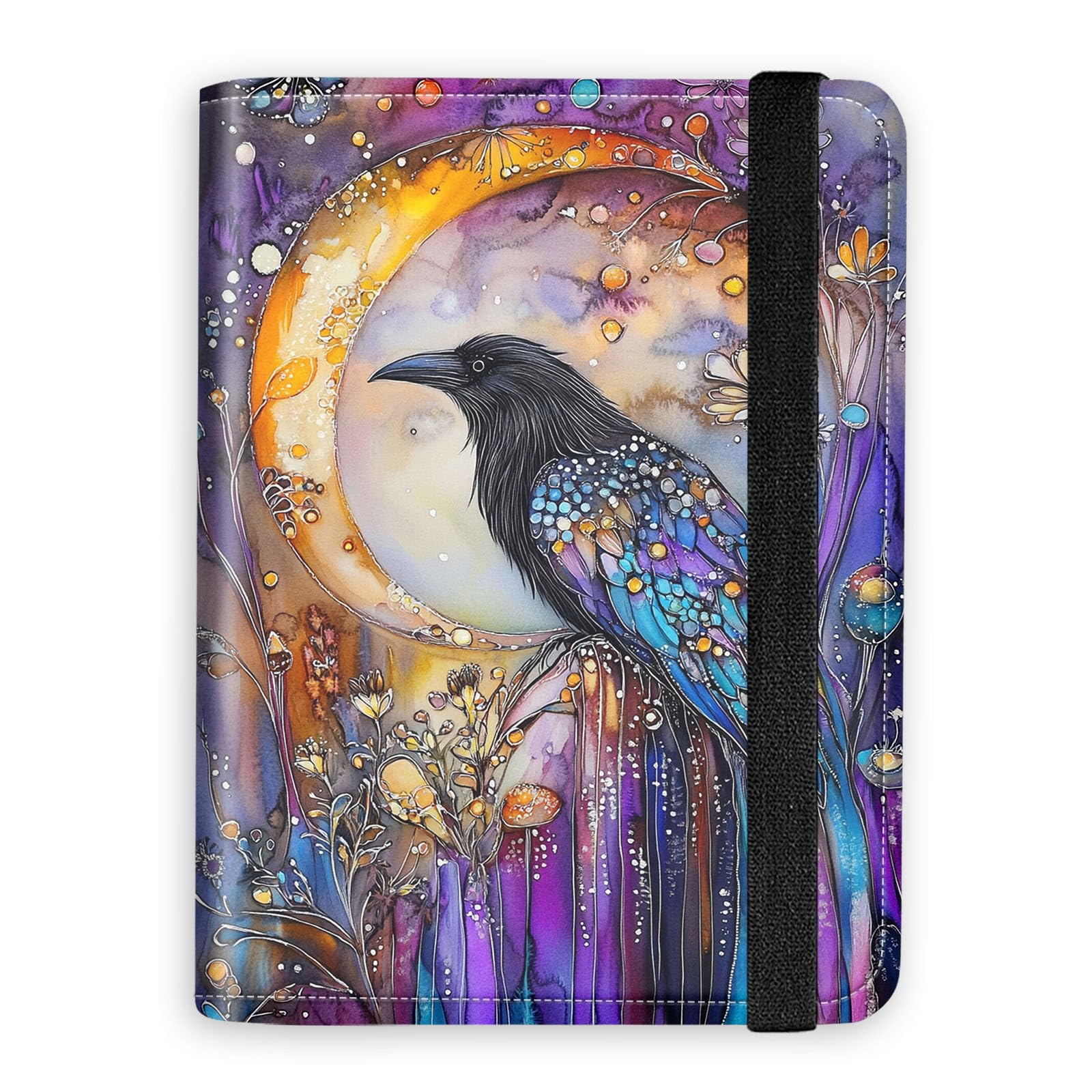 KUJKBFWJ Black Raven Moon - RFID Blocking Passport Holder Wallet - Premium Leather Travel Accessories for Women & Men, Secure Card Case Organizer