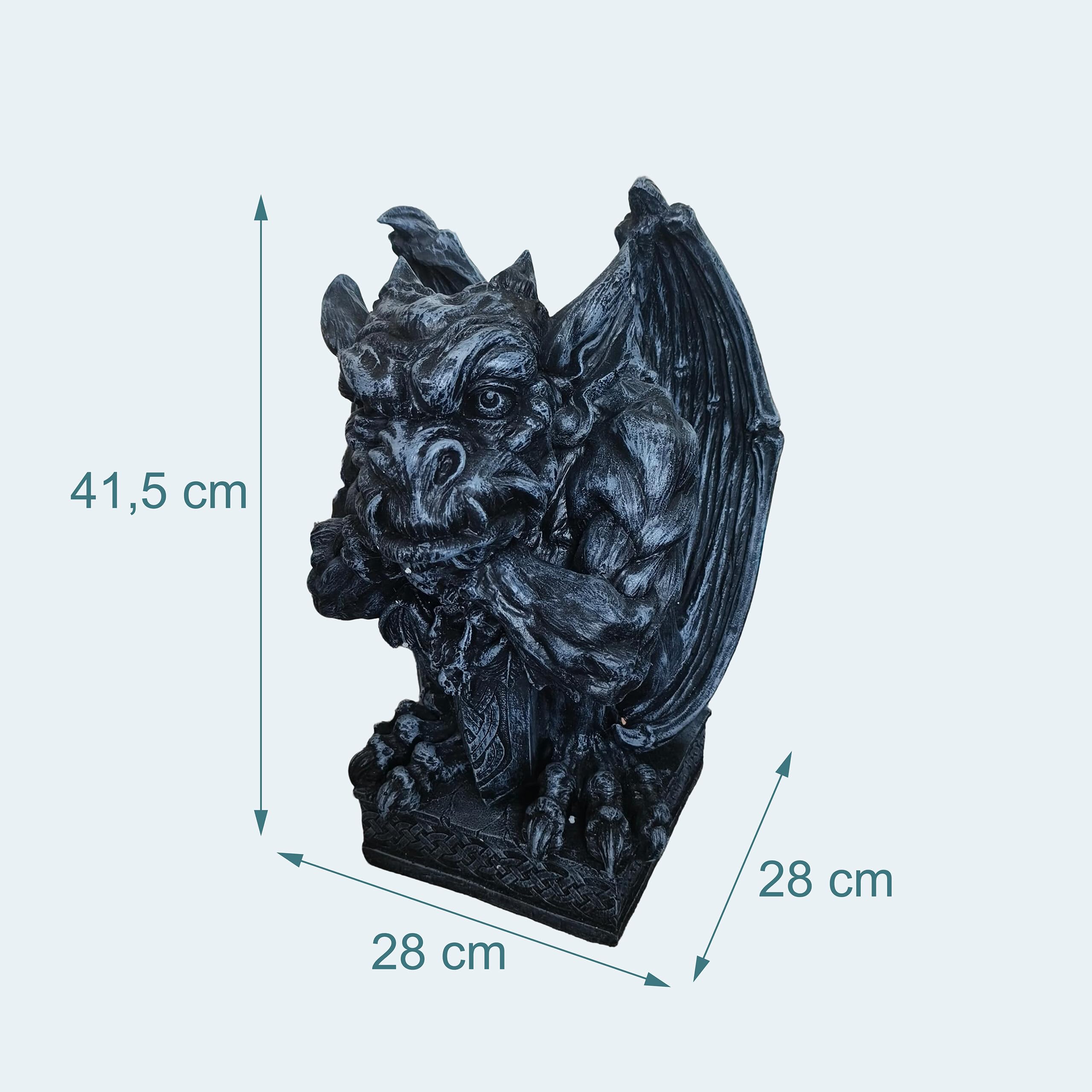 Relaxdays Figurka Gargoyle, dekoracja gotycka, wys. x szer. x gł.: 42 x 28 x 28 cm, żywica poliestrowa, odporna na promieniowanie UV, odporna na warunki atmosferyczne, szara