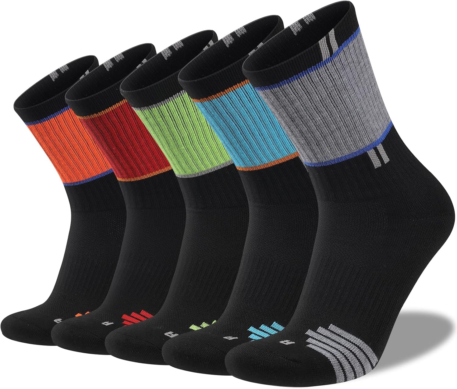 COOPLUS Mens 5 Pairs Hiking Crew Socks Athletic Cushioned breathable Trekking Socks Multi Performance COOPLUS Mens 5 Pairs Hiking Crew Socks Athletic Cushioned breathable Trekking Socks Multi Performance