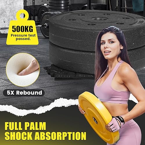 Miniatura 3 de Guantes ventilados para levantamiento de pesas, guantes de gimnasio gruesos y acolchados con protección completa de la palma, agarre y absorción de