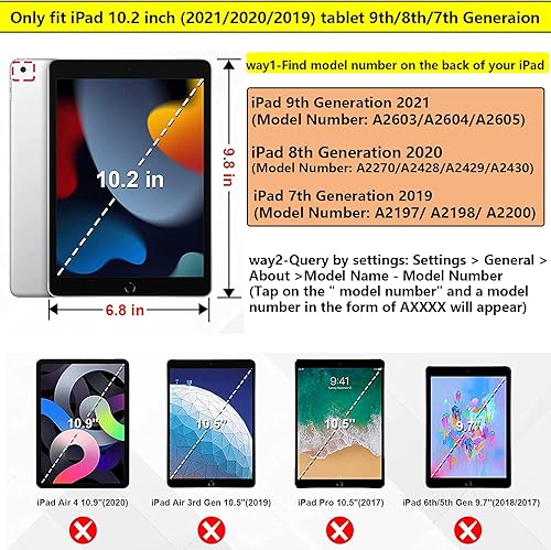 Miniatura 2 de UUcovers Funda para niños para iPad de 987 generación de 10.2 pulgadas con mango giratoriosoporte, ligera, suave, espuma EVA, a prueba de golpes,