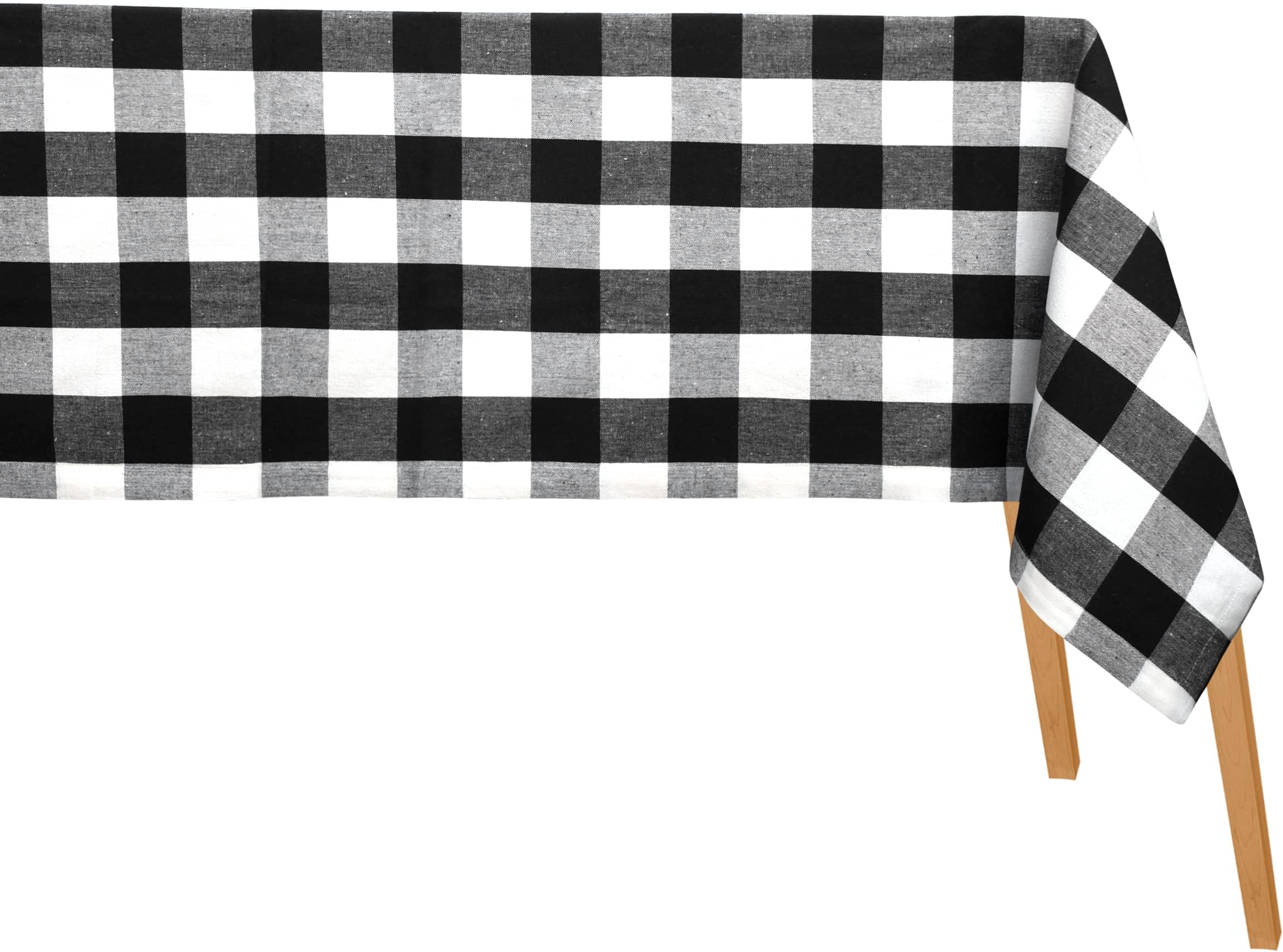 Black Cotton Tablecloth - Extra Large Table Cloths - Checked Tablecloth - Cotton Tablecloth Rectangular - Cotton Tablecloth Black - Buffalo Check Tablecloth (63 X 109")Checked (Black and white)