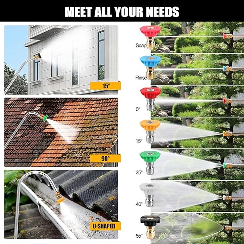 Miniatura 4 de Varita telescópica para lavadora a presión de 24 pies con varilla de extensión para lavadora eléctrica, accesorio limpiador de canalones, 4