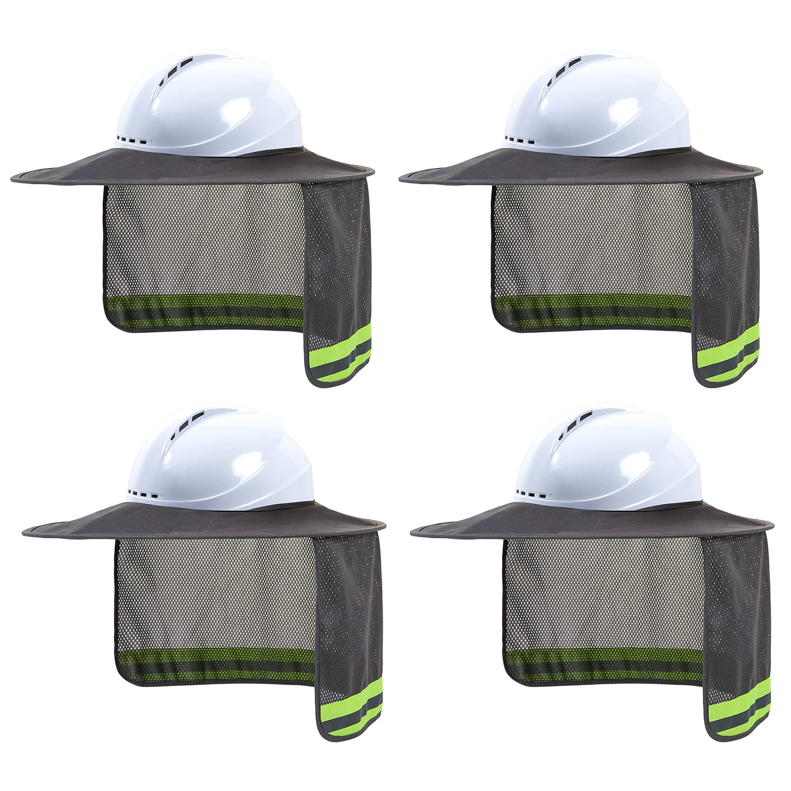 Hard Hat Sun Shade, High Vis Sun Visor Shade, Full Brim, Grey, 4PCS