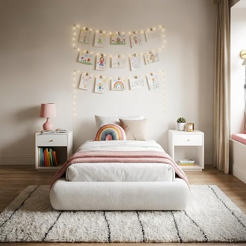 RECCI AirFrame Half-Moon Upholstered Twin Platform Bed Frame, Velvet Curved Arched Base, 5 Inch Fully Round Cushioned Foam, No Box Spring Needed, Easy Assembly | Round Shaped