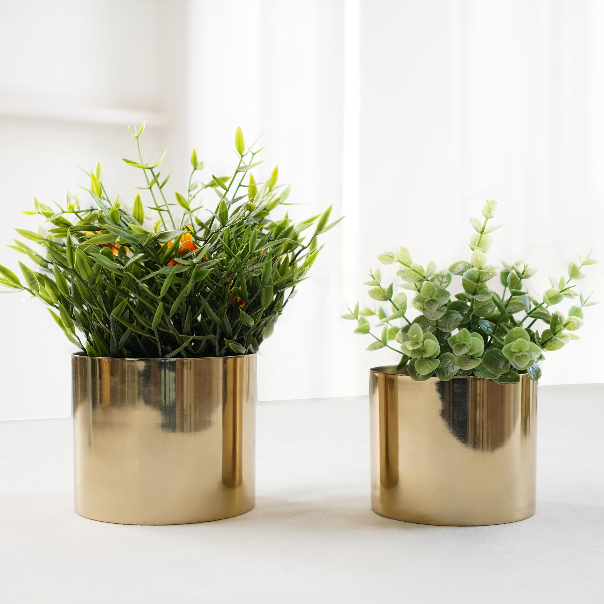 Amazon.com : BEHOMA Metal Golden Small Planter for Home Decoration | Plant  Pots for Home Living Room Badroom Office Decor | Set of 2 (Plants not  Included) : Patio, Lawn & Garden