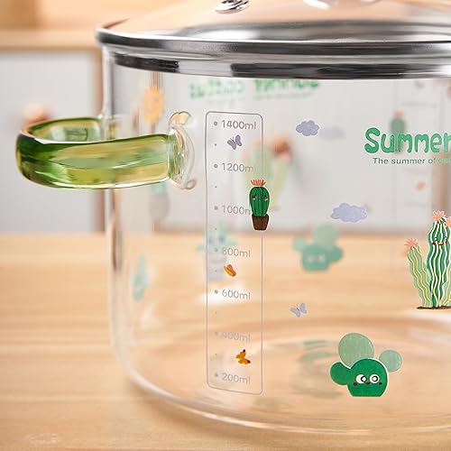 Miniatura 3 de Ollas de vidrio para cocinar en la estufa, ollas transparentes de 1.6L56oz con tapa, olla a fuego lento resistente al calor para popurrí, cacerola S