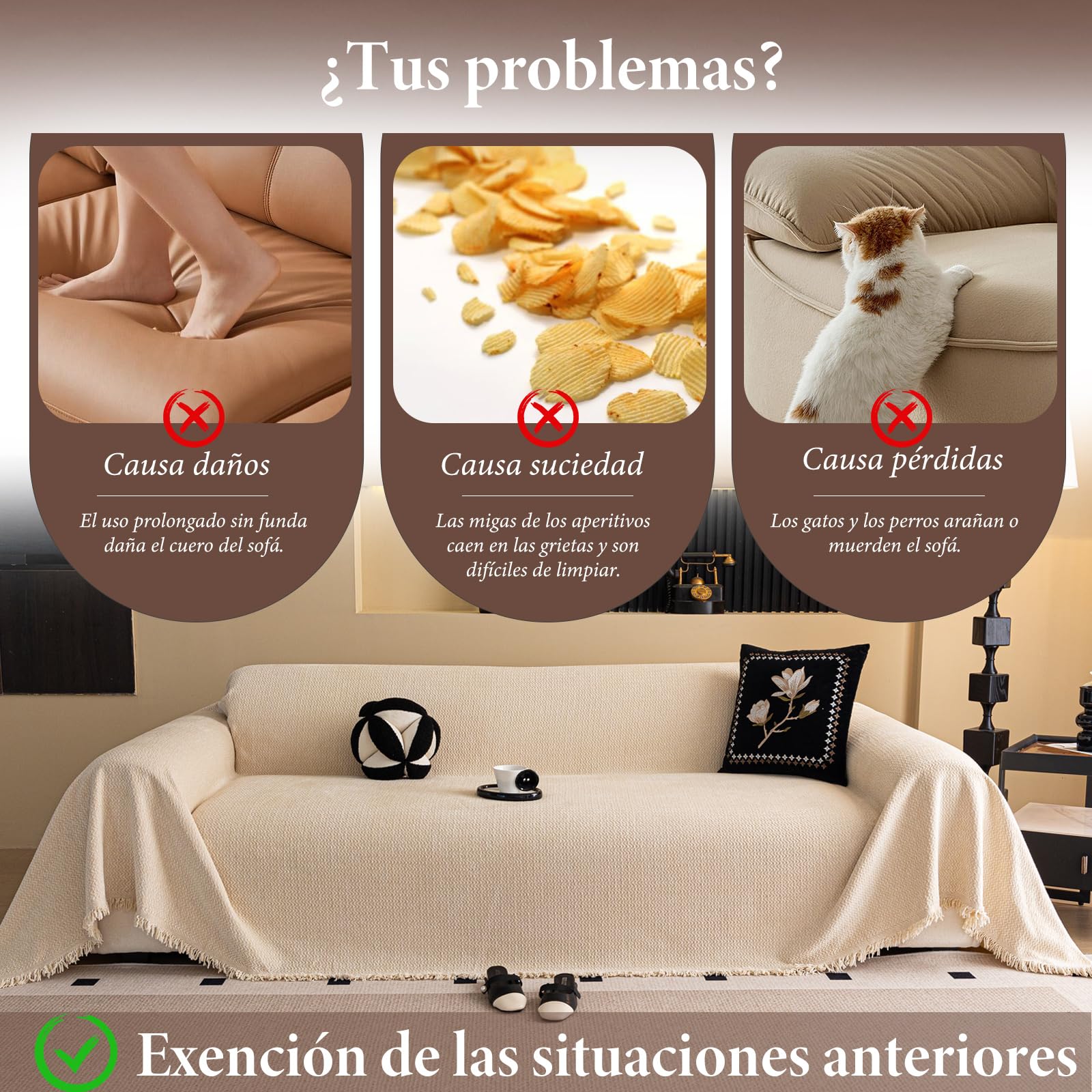 Manta Sofa Súper Suave, Jarapas para Sofas, Colcha Multiusos para Sofas, Mantas Decorativas Multifuncionales y Frescas para Camas y Sofás 180 * 260cm-Beige