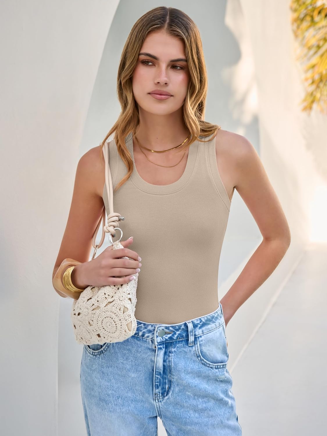 ANRABESS Womens Sleeveless Scoop Neck Tank Tops 2026 Summer Casual Basic Slim Fit Ribbed Knit Racerback Workout Cami Shirts - Image 2