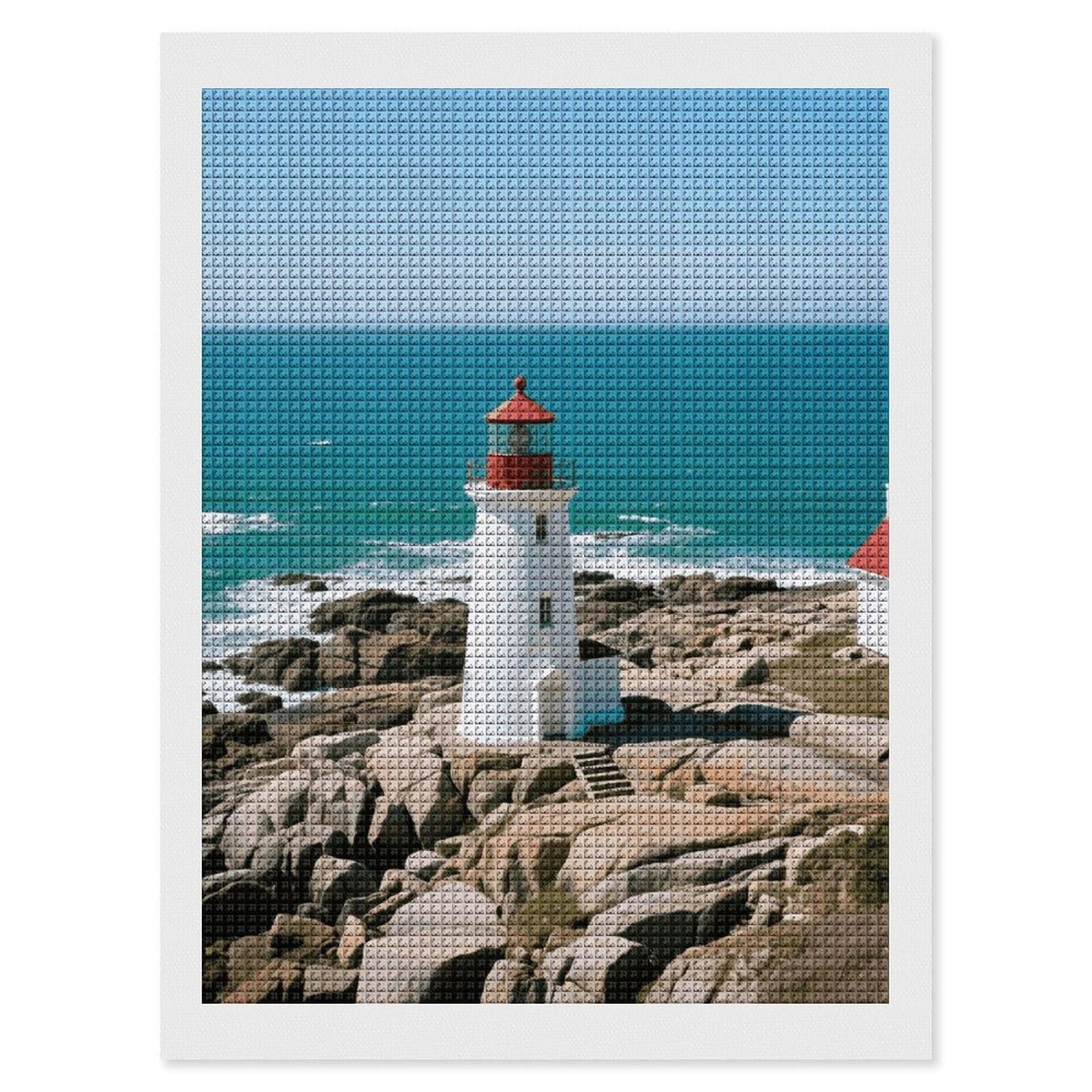 FodPand Lighthouse 5D Diamond Painting Kits for Adults Beginners Full Drill Square Diamond Dots Pictures Gem Art Supplies for Home Wall Room Decoration DIY Craft Set Gift 12x16