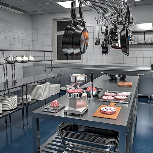 Miniatura 7 de KoolMore Prensa de hamburguesas para hamburguesas de 5 pulgadas, máquina formadora manual de acero inoxidable para alimentos personales y