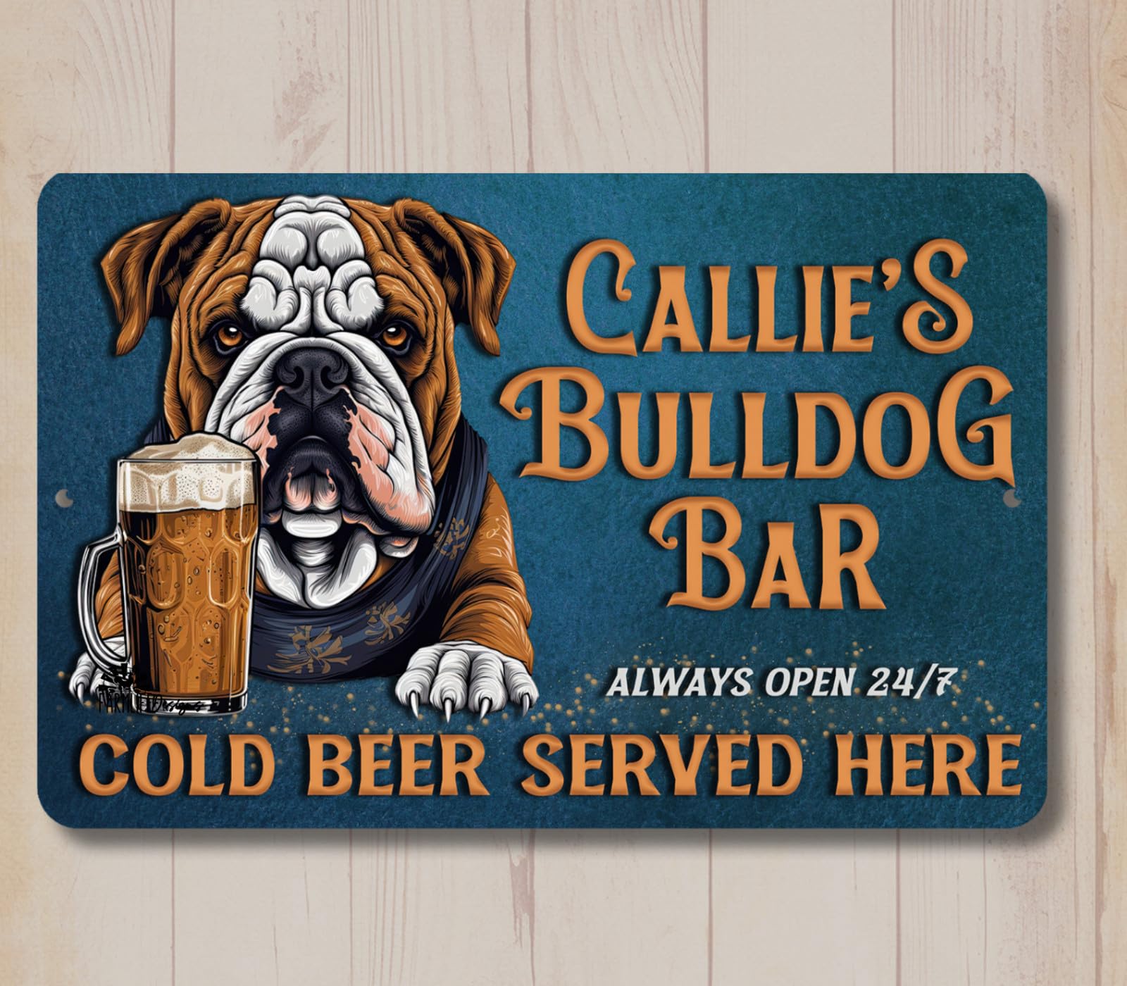 English Bulldog Custom Sign Personalized Bar Man Cave bull dog metal tin gift home decor