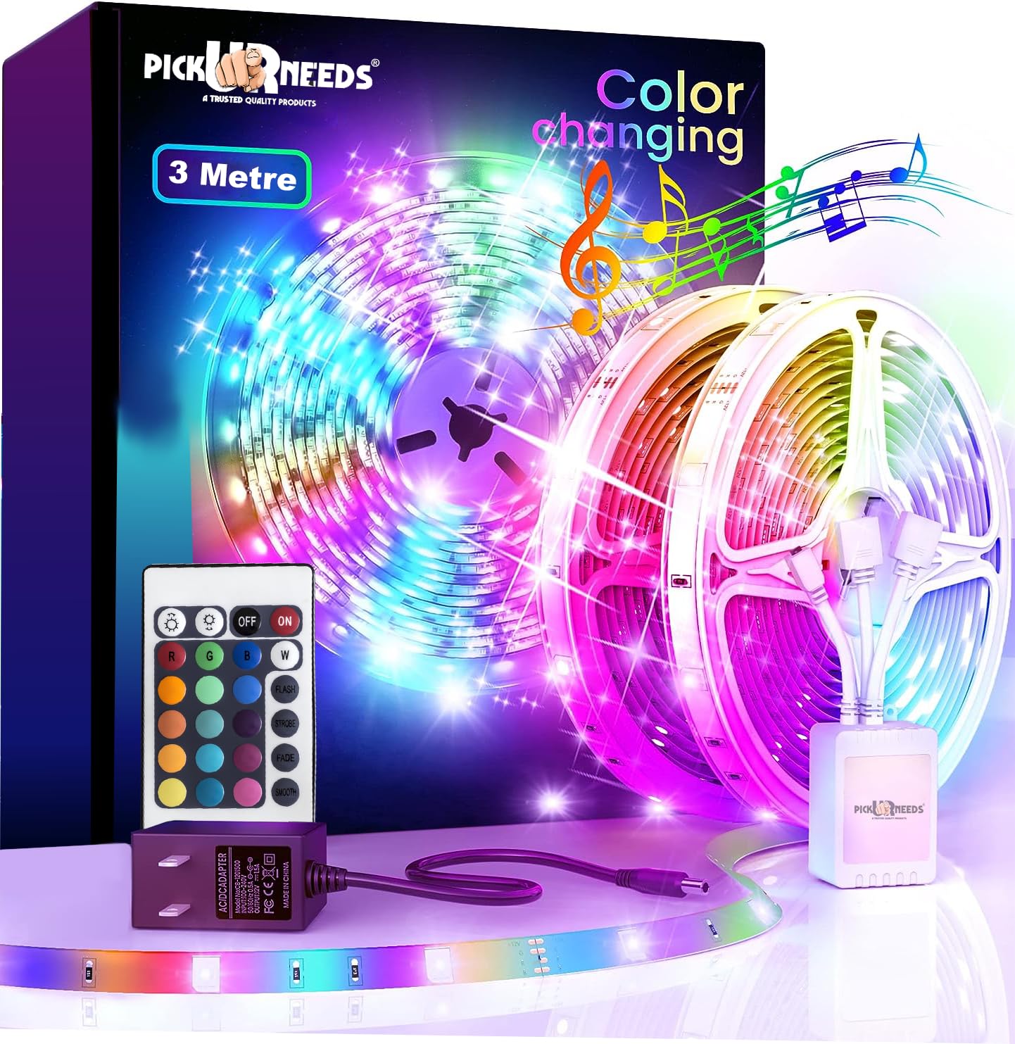 Pick Ur Needs 3 Meter LED Strip Special Lights Waterproof Smart Light with Multicolor Changing Light Strip Remote Control