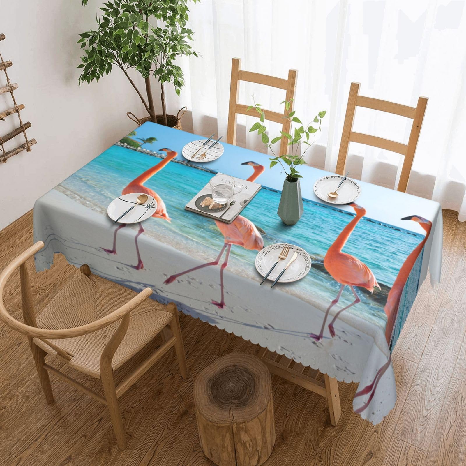 Nappe rectangulaire flamant rose PEIXEN 137x183 cm anti-poussière