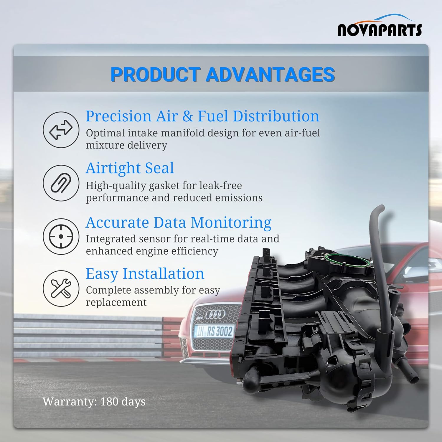 Engine Intake Manifold with Solenoid Valve, Gaskets & Sensor for Audi A3 TT Quattro Q3 VW GTI Jetta Passat CC EOS Tiguan Beetle 2.0T TSI 06J133201AS 06J133201BD 06J133201BH