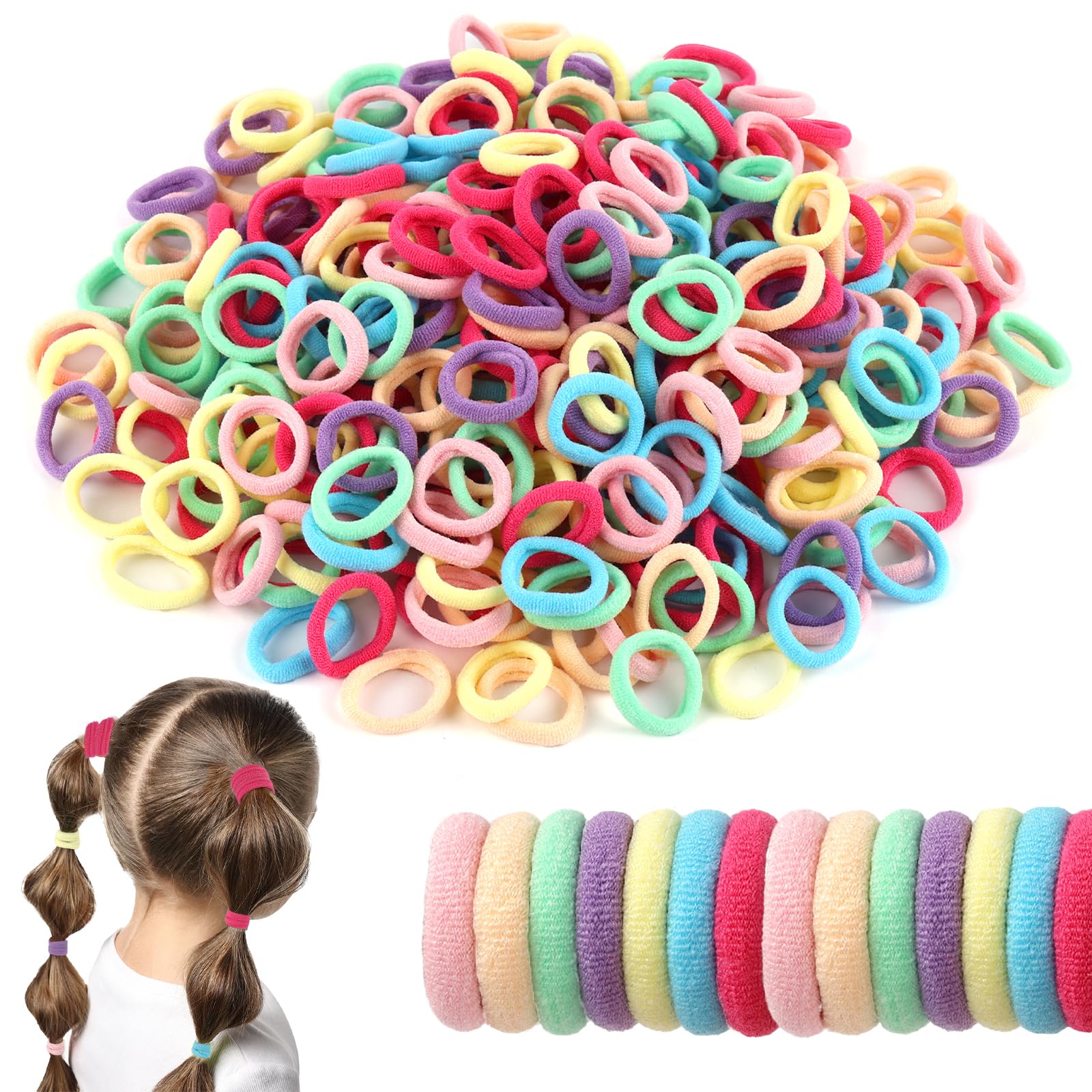 500 PCS Toddler Hair Ties Kids Hair Ties Baby Colorful Hair Accessories for Girls and Kids No Damage
