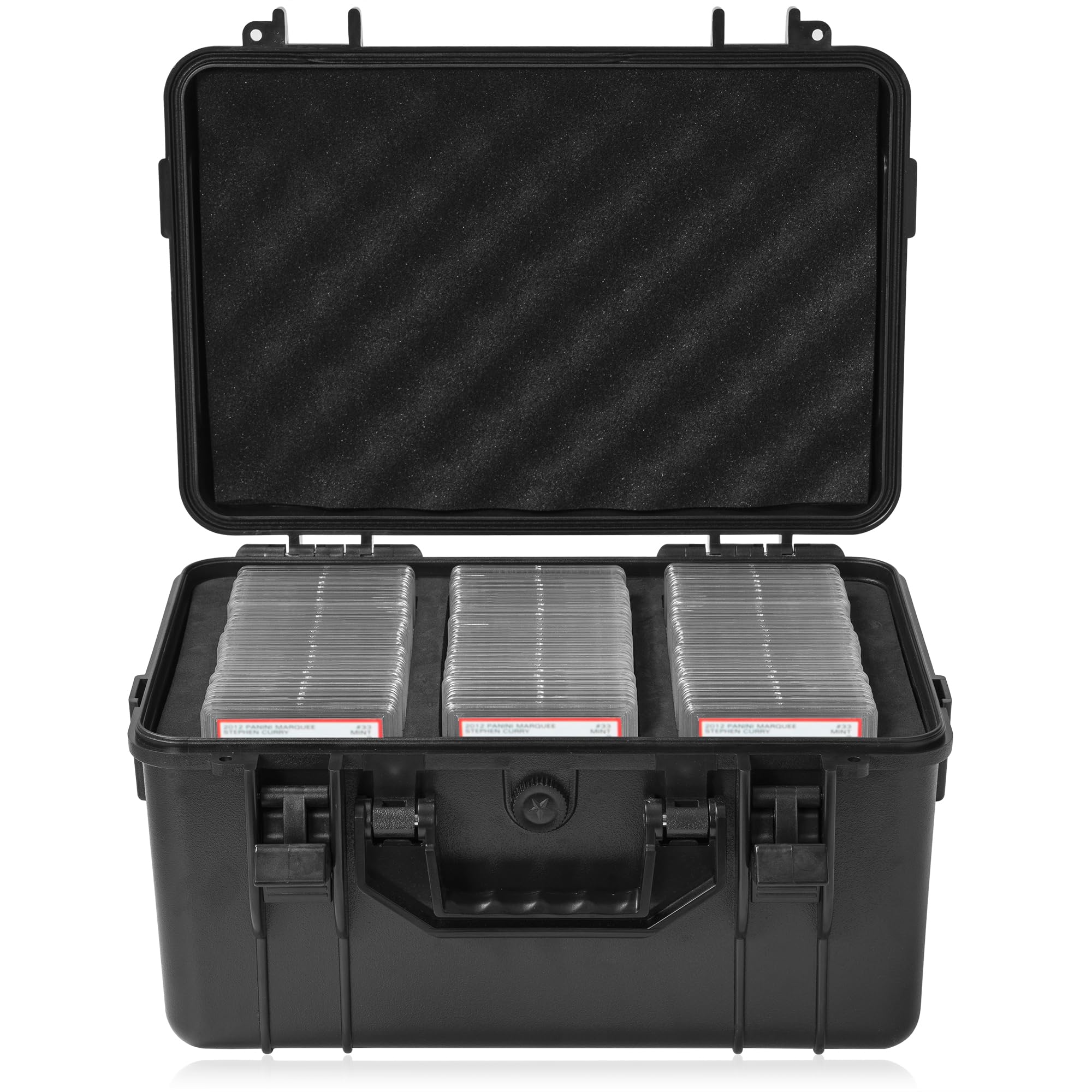 OUUTMEE Graded Card Case, Trading Card Storage Box, Waterproof Card Slab Carrying Case for 80+ PSA, CSG, BGS, SGC Sports Trading Cards with 7 EVA Foam