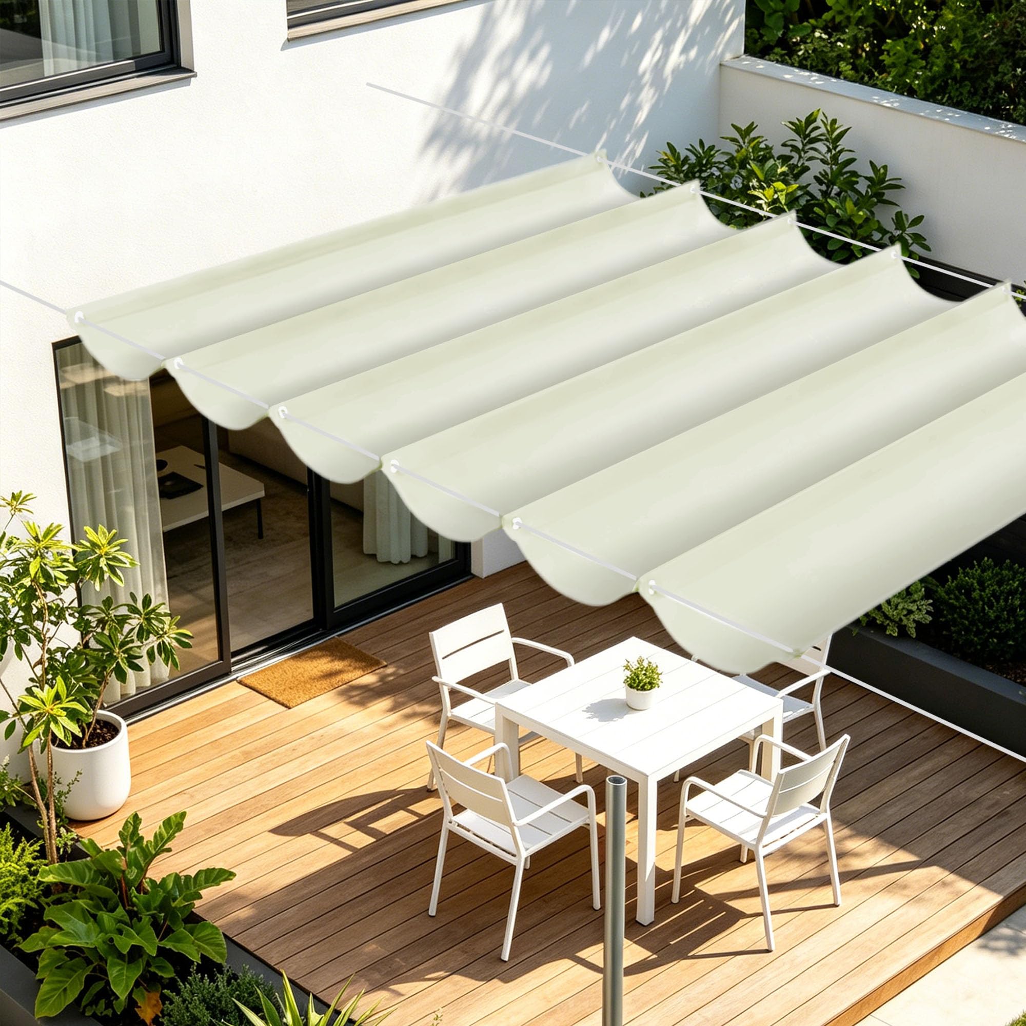 Voiles d'ombrage rétractable anti-UV 950x440 cm pare-soleil avec oeillets