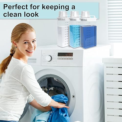 Miniatura 5 de Botella dispensadora de detergente para ropa sucia de 78 onzas para detergente de ropa, jabón, suavizante de tela de lejía, cuentas potenciadoras de