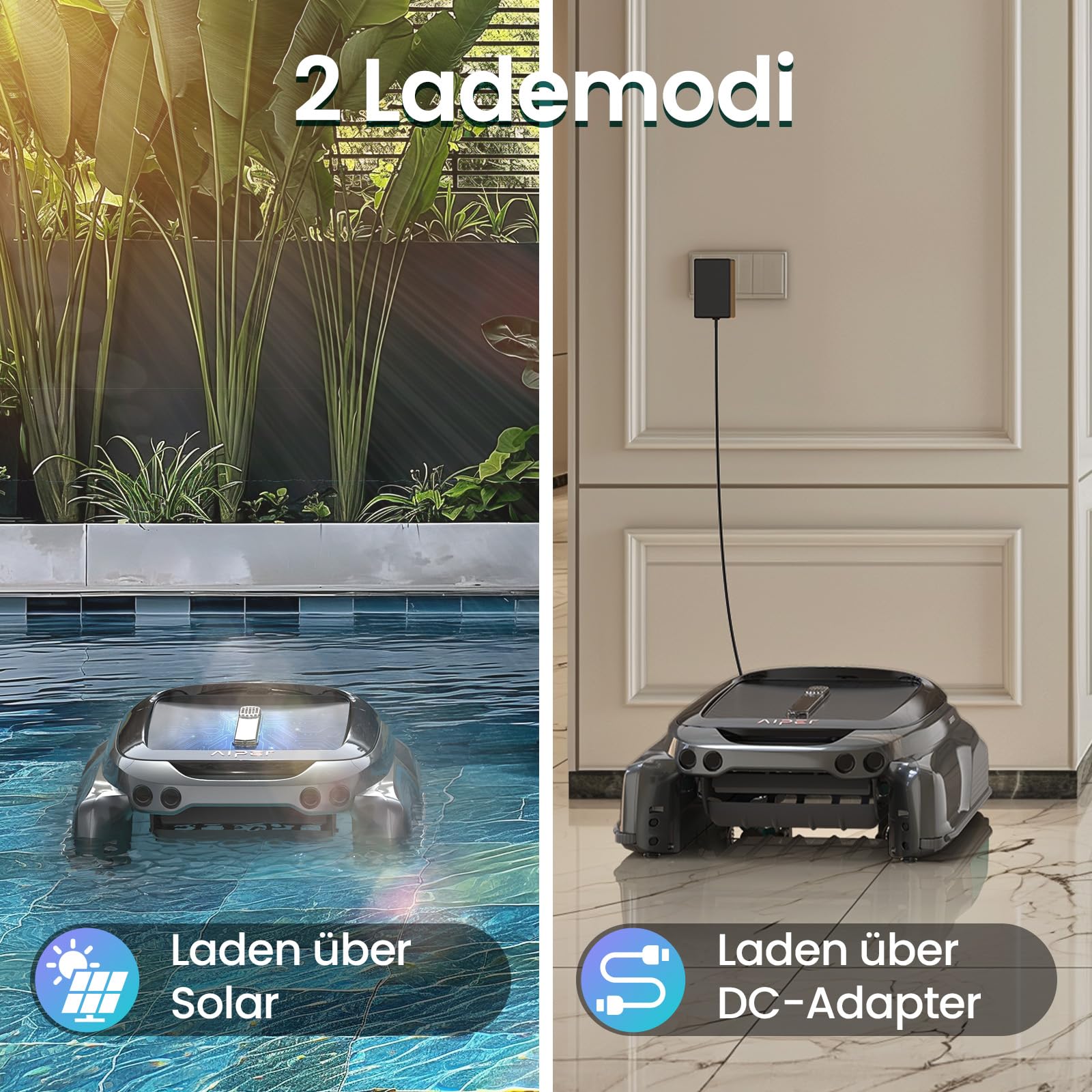 AIPER Surfer S1 Pool Skimmer Roboter, Akku & Solar, SolarSeeker, Oberflächenreinigung, 20h Laufzeit, Smart App, Wassertemperatur, für alle Pooltypen (Generalüberholt)