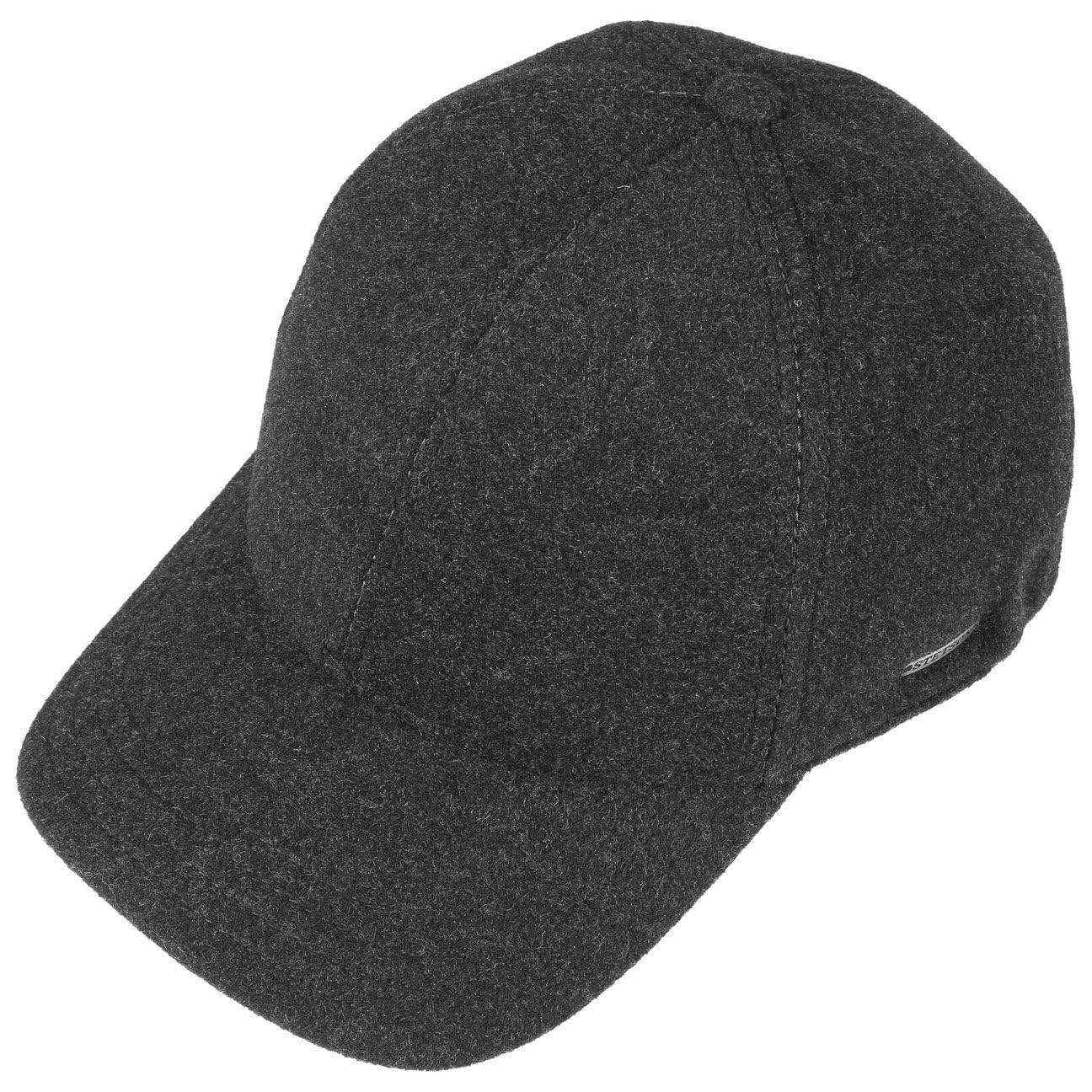 Stetson Vaby Earflap Fullcap 6 Panel Mit Ohrenklappen Nackenschutz Herren Herbst Winter anthrazit S (54-55 cm)