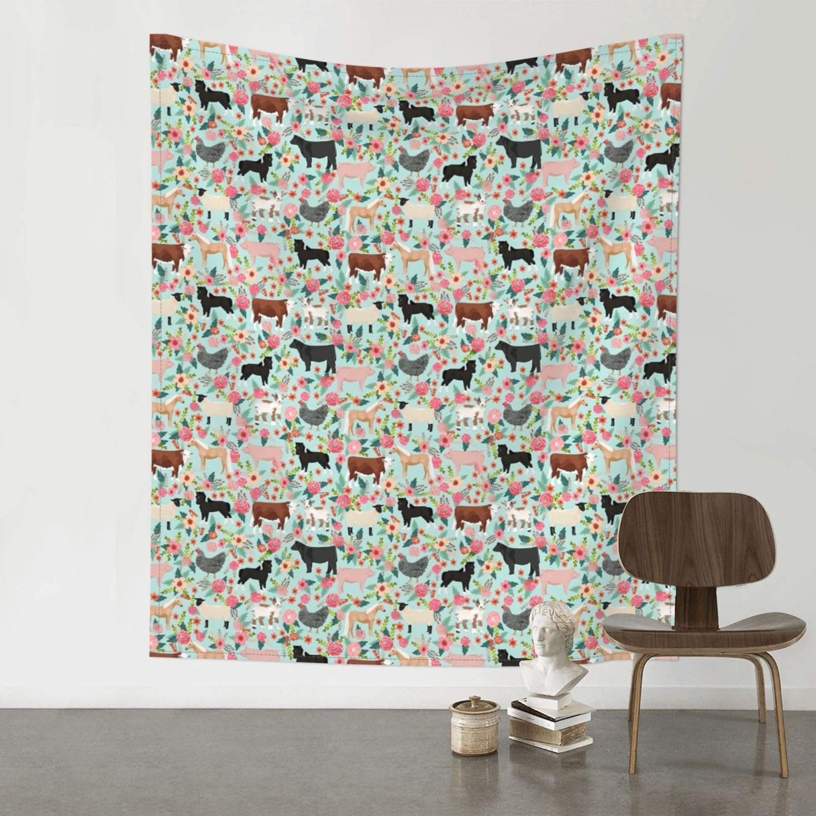 YYHHAOFA Farm Animal Prints 60x51in Wall Tapestry – Durable Polyester Throw for Dorm, Beach, & Home Decor