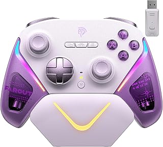 EasySMX コントローラー PC Switch 2 Steam Deck IOS Android 、充電ドック、RGB バックライト、TMR ジョイスティック付きゲーム コントローラー、Switch ゲームパッド 無線 、1000Hz ポーリングレート、Switch 2/Switch/Steam Deck/iOS/Android/PC 対応、日本語取扱説明書付き(パープル)