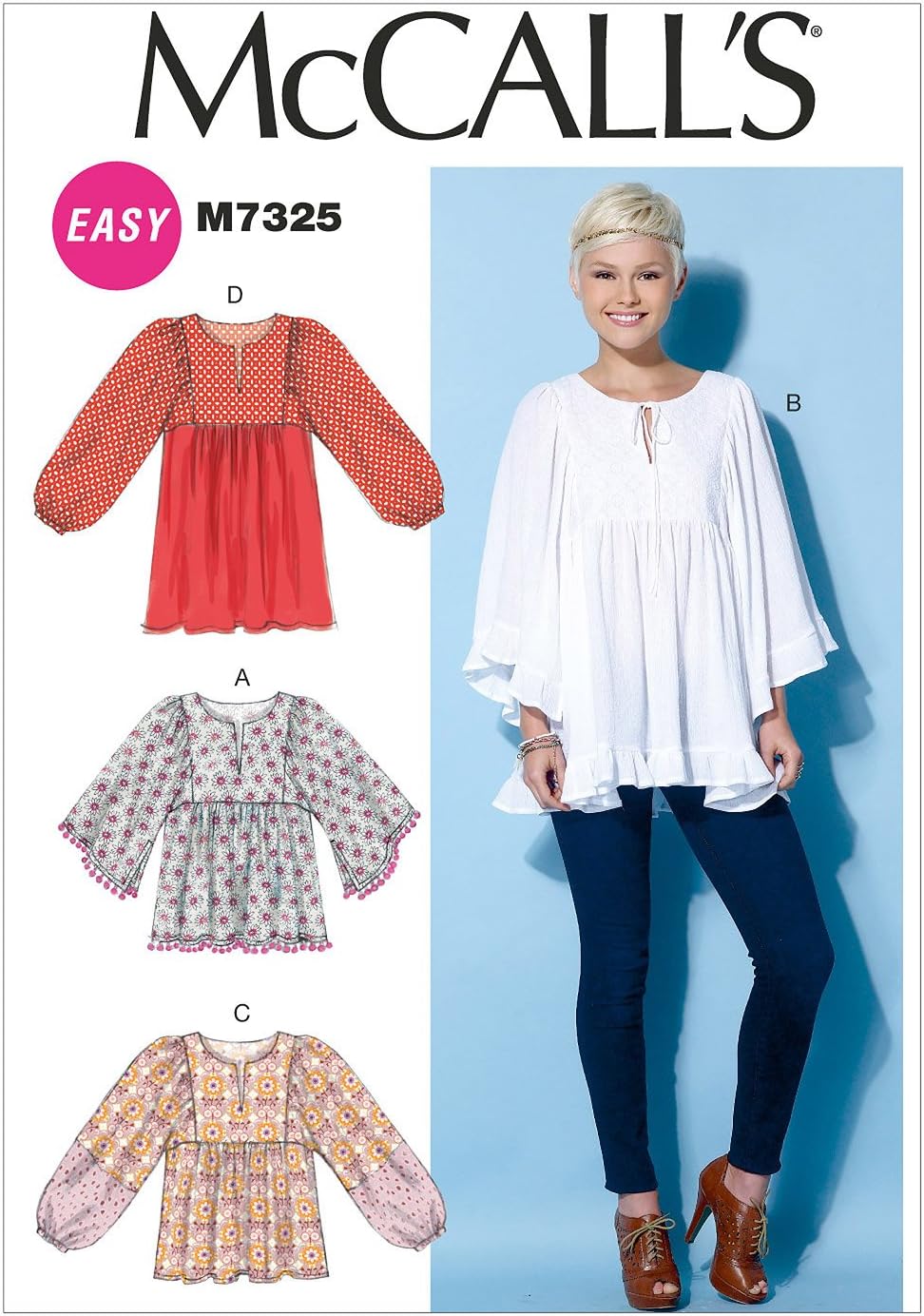 Patterns 7325 ZZ Sizes Large - 2X-Large Misses Tops and Tunic, Multi-Colour
