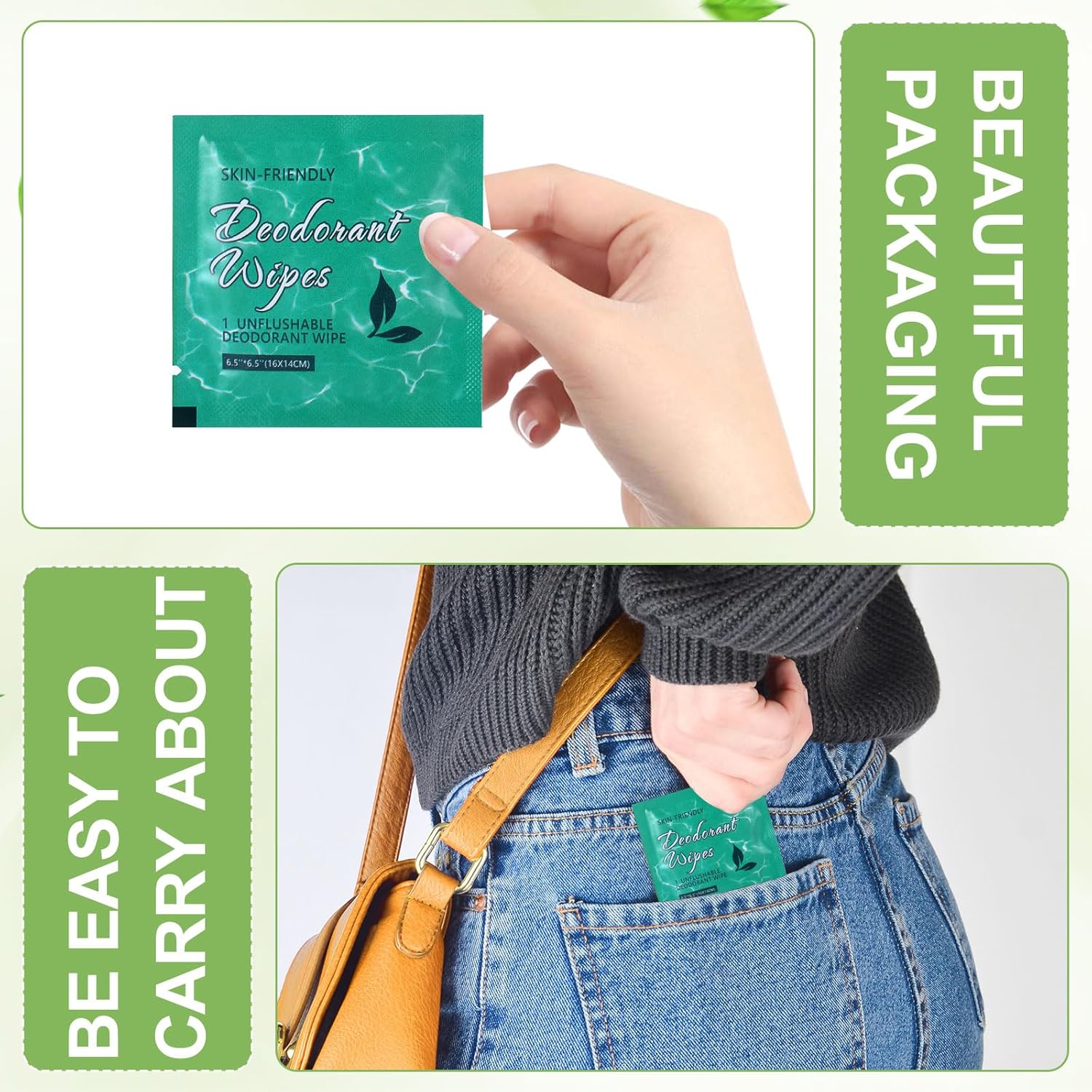 200 Pcs Deodorant Wipes Individually Wrapped, Mini Travel Size Wet Antiperspirant Wipes for Armpit, Hands, Face, Butt, Bulk Personal Cleansing Wipe for Women, Men, Homeless, Sports, Travel(Jasmine) - Image 4