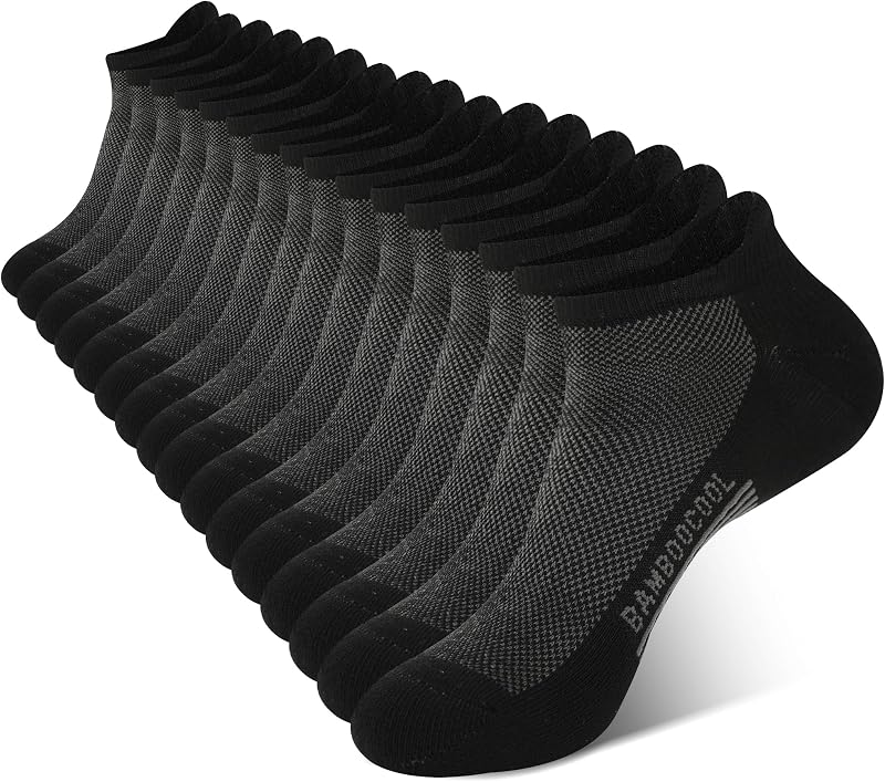 Men's Ankle Socks Moisture Wicking Breathable Odor Control Athletic Cushioned Running Socks Arch Support 8 Pack